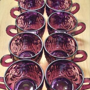 💜 Rare 1940s Imperial Glass Amethyst Punch Bowl Cups (10)